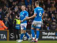 Louie Barry, number 20 of Stockport County F.C., celebrates his goal during the Sky Bet League 1 match between Stockport County and Wrexham...