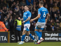 Louie Barry, number 20 of Stockport County F.C., celebrates his goal during the Sky Bet League 1 match between Stockport County and Wrexham...