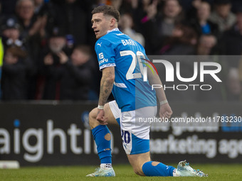 Louie Barry, number 20 of Stockport County F.C., celebrates his goal during the Sky Bet League 1 match between Stockport County and Wrexham...