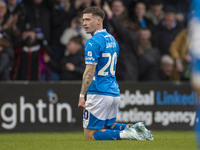 Louie Barry, number 20 of Stockport County F.C., celebrates his goal during the Sky Bet League 1 match between Stockport County and Wrexham...