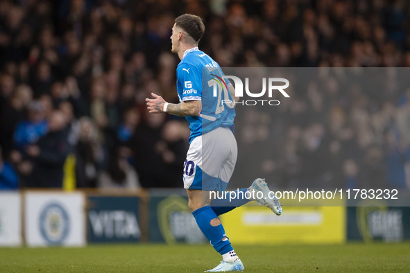 Louie Barry, number 20 of Stockport County F.C., celebrates his goal during the Sky Bet League 1 match between Stockport County and Wrexham...