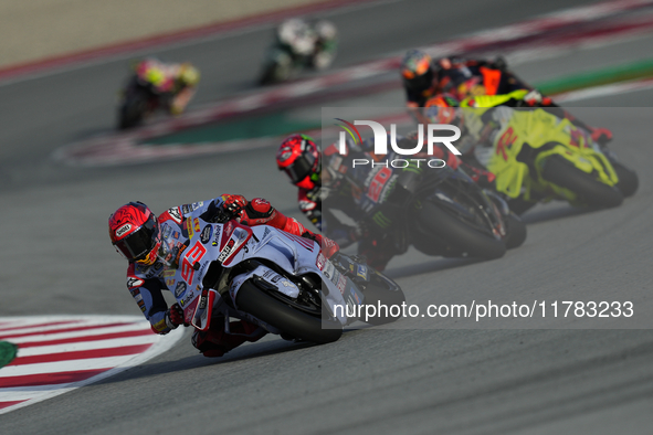 Marc Marquez (93) of Spain and Gresini Racing Moto GP Ducati during the sprint of the Motul Solidarity Grand Prix of Barcelona at Circuit de...