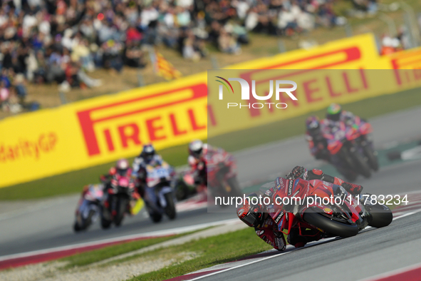 Francesco Pecco Bagnaia (1) of Italy and Ducati Lenovo Team during the sprint of the Motul Solidarity Grand Prix of Barcelona at Circuit de...