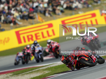 Francesco Pecco Bagnaia (1) of Italy and Ducati Lenovo Team during the sprint of the Motul Solidarity Grand Prix of Barcelona at Circuit de...