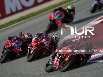 Francesco Pecco Bagnaia (1) of Italy and Ducati Lenovo Team during the sprint of the Motul Solidarity Grand Prix of Barcelona at Circuit de...