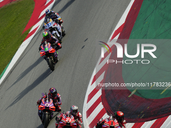 Francesco Pecco Bagnaia (1) of Italy and Ducati Lenovo Team during the sprint of the Motul Solidarity Grand Prix of Barcelona at Circuit de...