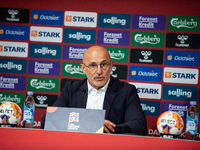 Luis de la Fuente, the head coach of Spain, speaks at the press conference during the UEFA Nations League 2024/25 League A Group A4 match be...