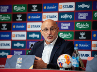 Luis de la Fuente, the head coach of Spain, speaks at the press conference during the UEFA Nations League 2024/25 League A Group A4 match be...