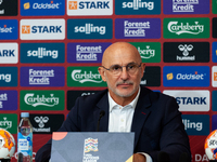 Luis de la Fuente, the head coach of Spain, speaks at the press conference during the UEFA Nations League 2024/25 League A Group A4 match be...