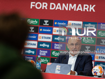 Luis de la Fuente, the head coach of Spain, speaks at the press conference during the UEFA Nations League 2024/25 League A Group A4 match be...