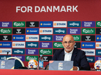 Luis de la Fuente, the head coach of Spain, speaks at the press conference during the UEFA Nations League 2024/25 League A Group A4 match be...