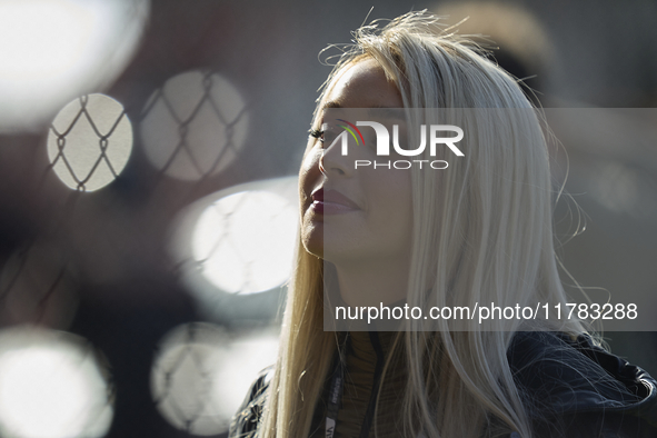 Spanish singer Lola Indigo during the sprint of the Motul Solidarity Grand Prix of Barcelona at Circuit de Barcelona-Catalunya on November 1...