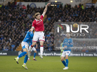 Jon Daoi Boovarsson #28 of Wrexham A.F.C. is in action during the Sky Bet League 1 match between Stockport County and Wrexham at the Edgeley...