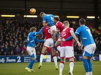 Fraser Horsfall #6 of Stockport County F.C. heads the ball at goal during the Sky Bet League 1 match between Stockport County and Wrexham at...