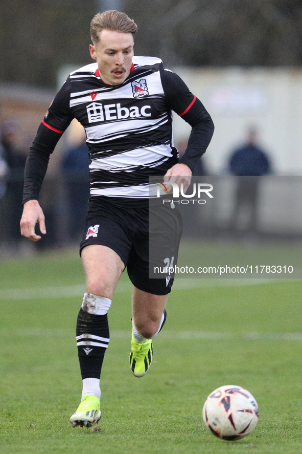 Cameron Salkeld of Darlington participates in the Isuzu FA Trophy Second round match between Darlington and Buxton at Blackwell Meadows in D...