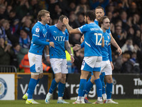 Louie Barry #20 of Stockport County F.C. celebrates his goal during the Sky Bet League 1 match between Stockport County and Wrexham at the E...