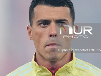 Pedro Porro of Spain  looks on during the Nations League Round 5 match between Denmark against Spain at Parken, Copenhagen, Denmark on Novem...