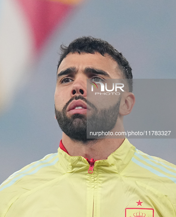 David Raya of Spain  looks on during the Nations League Round 5 match between Denmark against Spain at Parken, Copenhagen, Denmark on Novemb...