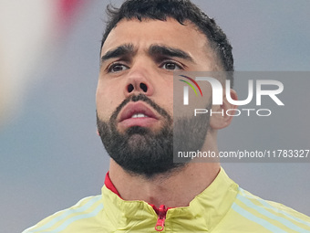 David Raya of Spain  looks on during the Nations League Round 5 match between Denmark against Spain at Parken, Copenhagen, Denmark on Novemb...