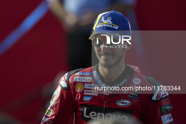 Francesco Pecco Bagnaia (1) of Italy and Ducati Lenovo Team during the sprint of the Motul Solidarity Grand Prix of Barcelona at Circuit de...