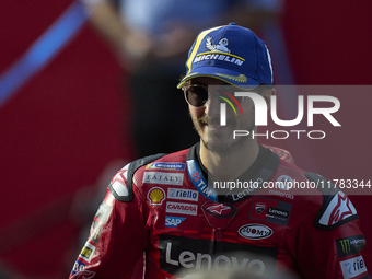 Francesco Pecco Bagnaia (1) of Italy and Ducati Lenovo Team during the sprint of the Motul Solidarity Grand Prix of Barcelona at Circuit de...