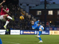 Lewis Bate #4 of Stockport County F.C. is in action during the Sky Bet League 1 match between Stockport County and Wrexham at the Edgeley Pa...