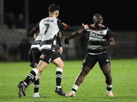 Cedric Main of Darlington scores to make it 1-0 and sends the home team through to the next round during the Isuzu FA Trophy Second round ma...