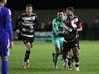 Cedric Main of Darlington scores to make it 1-0 and sends the home team through to the next round during the Isuzu FA Trophy Second round ma...