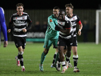 Cedric Main of Darlington scores to make it 1-0 and sends the home team through to the next round during the Isuzu FA Trophy Second round ma...