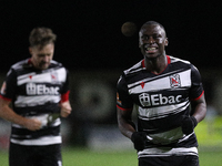 Cedric Main of Darlington scores to make it 1-0 and sends the home team through to the next round during the Isuzu FA Trophy Second round ma...