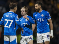 Stockport County F.C. players celebrate at full time during the Sky Bet League 1 match between Stockport County and Wrexham at the Edgeley P...