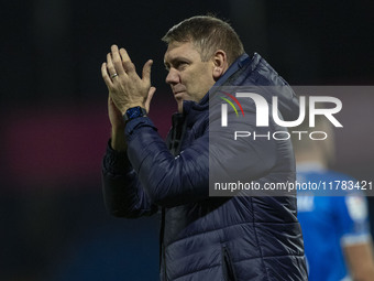 Stockport County F.C. manager Dave Challinor celebrates at full time during the Sky Bet League 1 match between Stockport County and Wrexham...