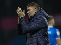 Stockport County F.C. manager Dave Challinor celebrates at full time during the Sky Bet League 1 match between Stockport County and Wrexham...