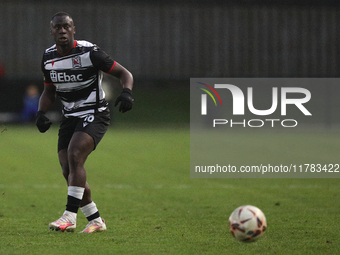 Cedric Main of Darlington participates in the Isuzu FA Trophy Second round match between Darlington and Buxton at Blackwell Meadows in Darli...