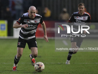 Will Hatfield of Darlington participates in the Isuzu FA Trophy Second round match between Darlington and Buxton at Blackwell Meadows in Dar...