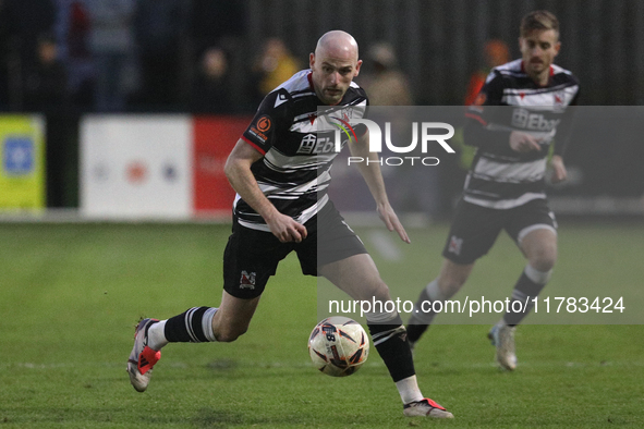 Will Hatfield of Darlington participates in the Isuzu FA Trophy Second round match between Darlington and Buxton at Blackwell Meadows in Dar...