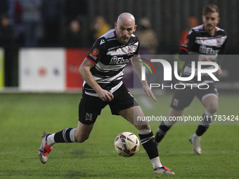 Will Hatfield of Darlington participates in the Isuzu FA Trophy Second round match between Darlington and Buxton at Blackwell Meadows in Dar...