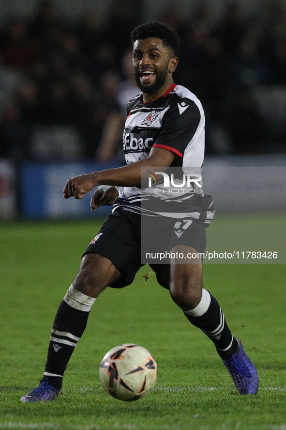 Ali Al-Shabeeb of Darlington participates in the Isuzu FA Trophy Second round match between Darlington and Buxton at Blackwell Meadows in Da...