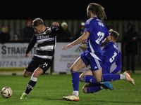 Cameron Salkeld of Darlington takes a shot during the Isuzu FA Trophy Second round match between Darlington and Buxton at Blackwell Meadows...