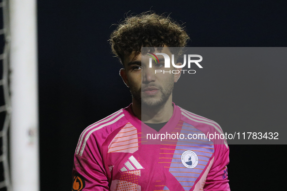 True Grant of Buxton participates in the Isuzu FA Trophy Second round match between Darlington and Buxton at Blackwell Meadows in Darlington...