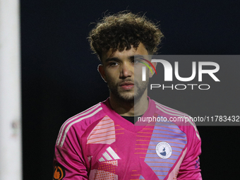 True Grant of Buxton participates in the Isuzu FA Trophy Second round match between Darlington and Buxton at Blackwell Meadows in Darlington...