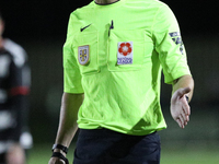 Referee Mark Bell officiates the Isuzu FA Trophy Second round match between Darlington and Buxton at Blackwell Meadows in Darlington, on Nov...