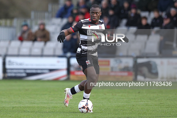 Cedric Main of Darlington participates in the Isuzu FA Trophy Second round match between Darlington and Buxton at Blackwell Meadows in Darli...