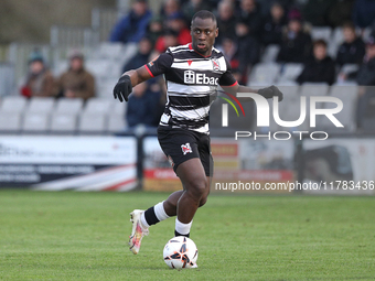 Cedric Main of Darlington participates in the Isuzu FA Trophy Second round match between Darlington and Buxton at Blackwell Meadows in Darli...