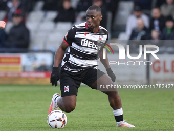 Cedric Main of Darlington participates in the Isuzu FA Trophy Second round match between Darlington and Buxton at Blackwell Meadows in Darli...