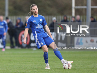 Kieran Burton of Buxton participates in the Isuzu FA Trophy Second round match between Darlington and Buxton at Blackwell Meadows in Darling...