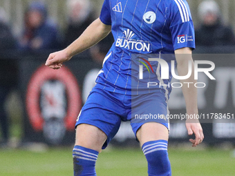 Kieran Burton of Buxton participates in the Isuzu FA Trophy Second round match between Darlington and Buxton at Blackwell Meadows in Darling...