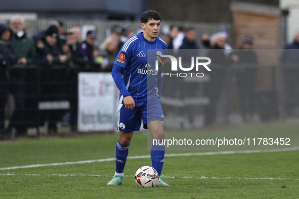 Connor Kirby of Buxton participates in the Isuzu FA Trophy Second round match between Darlington and Buxton at Blackwell Meadows in Darlingt...