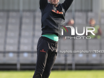 Pete Jameson of Darlington participates in the Isuzu FA Trophy Second round match between Darlington and Buxton at Blackwell Meadows in Darl...