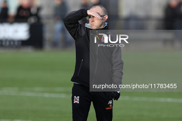 Darlington Assistant Manager Terry Mitchell is present during the Isuzu FA Trophy Second round match between Darlington and Buxton at Blackw...